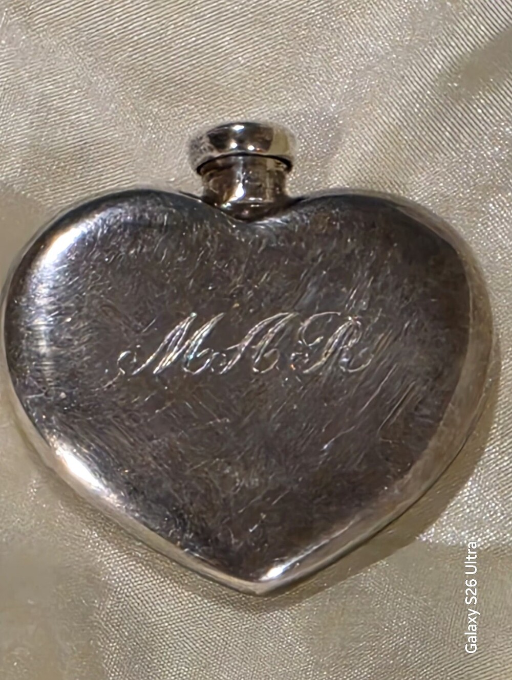 Vintage 80s Tiffany & Co.   925 Sterling Silver Heart Perfume Flask Monogram MAR